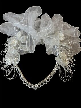 Ivory Pearl & Organza Bridal Headband